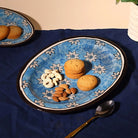 Large sky blossom floral ceramic platter

