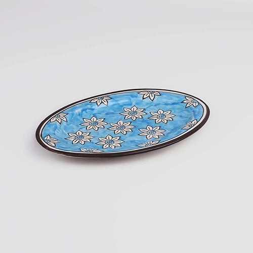 Elegant sky blue hand-painted small serving platter


