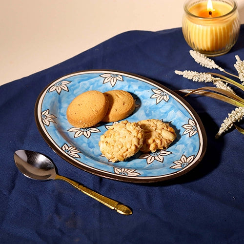 Small sky blossom floral ceramic platter

