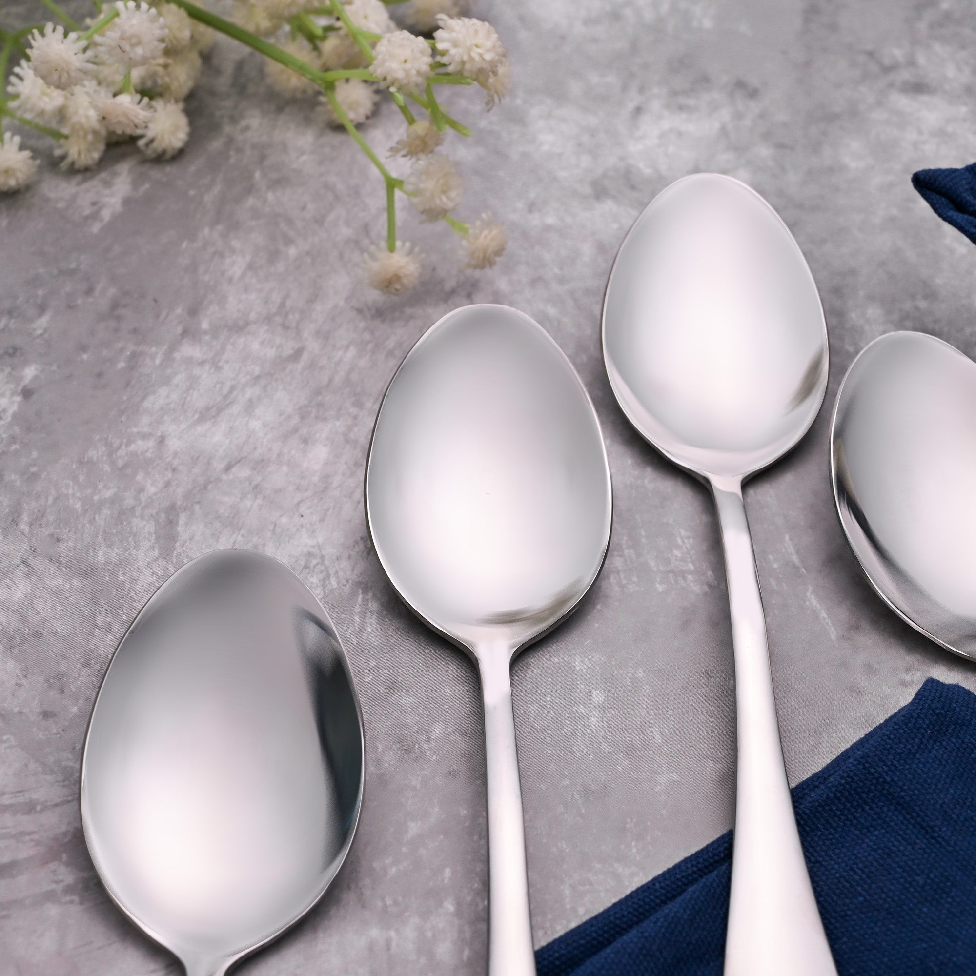 Premium Sleek & Shiny Stainless Steel Spoon Set of 4 for Everyday Dining

