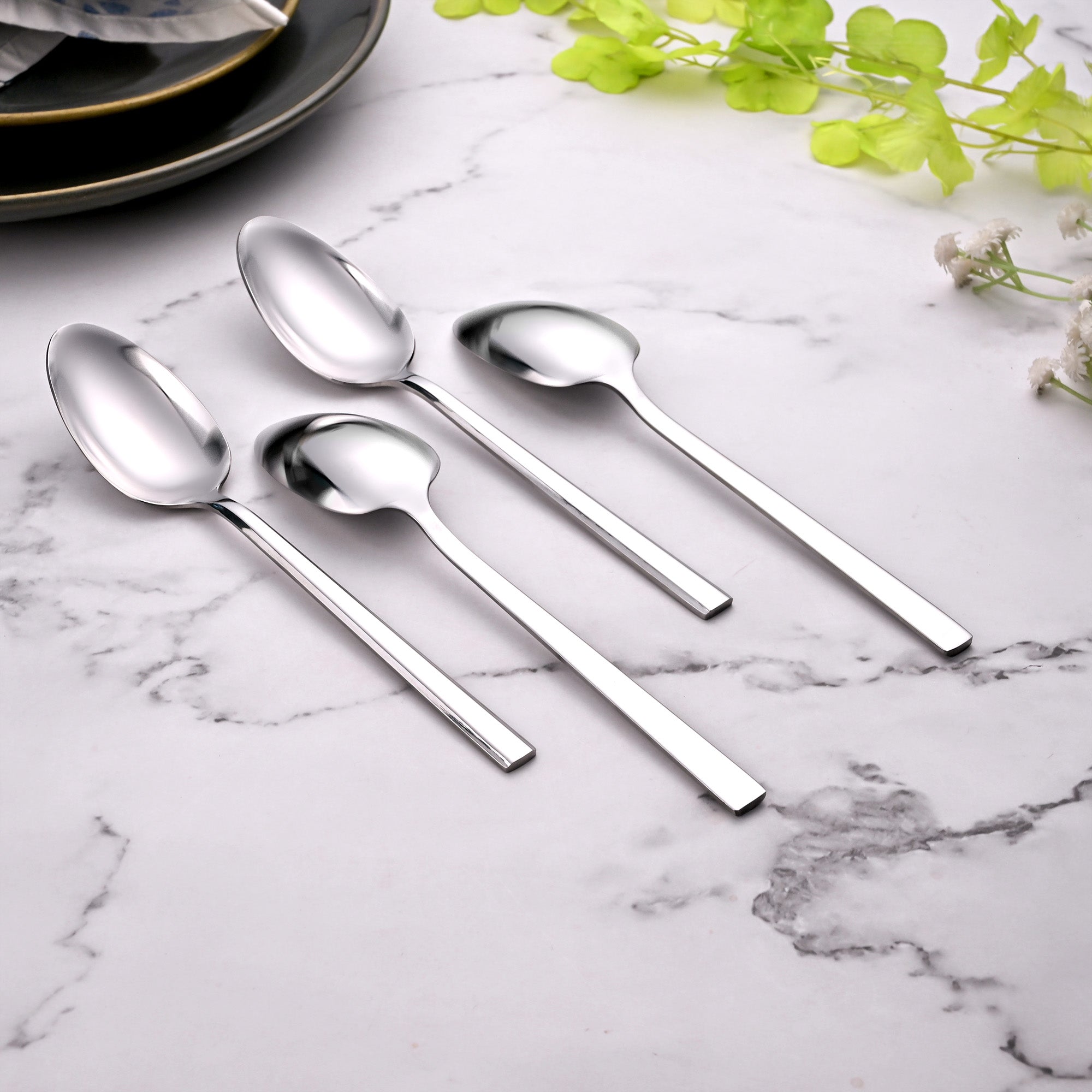 Sleekline Stainless Spoons Set of 4 for Modern Table Settings


