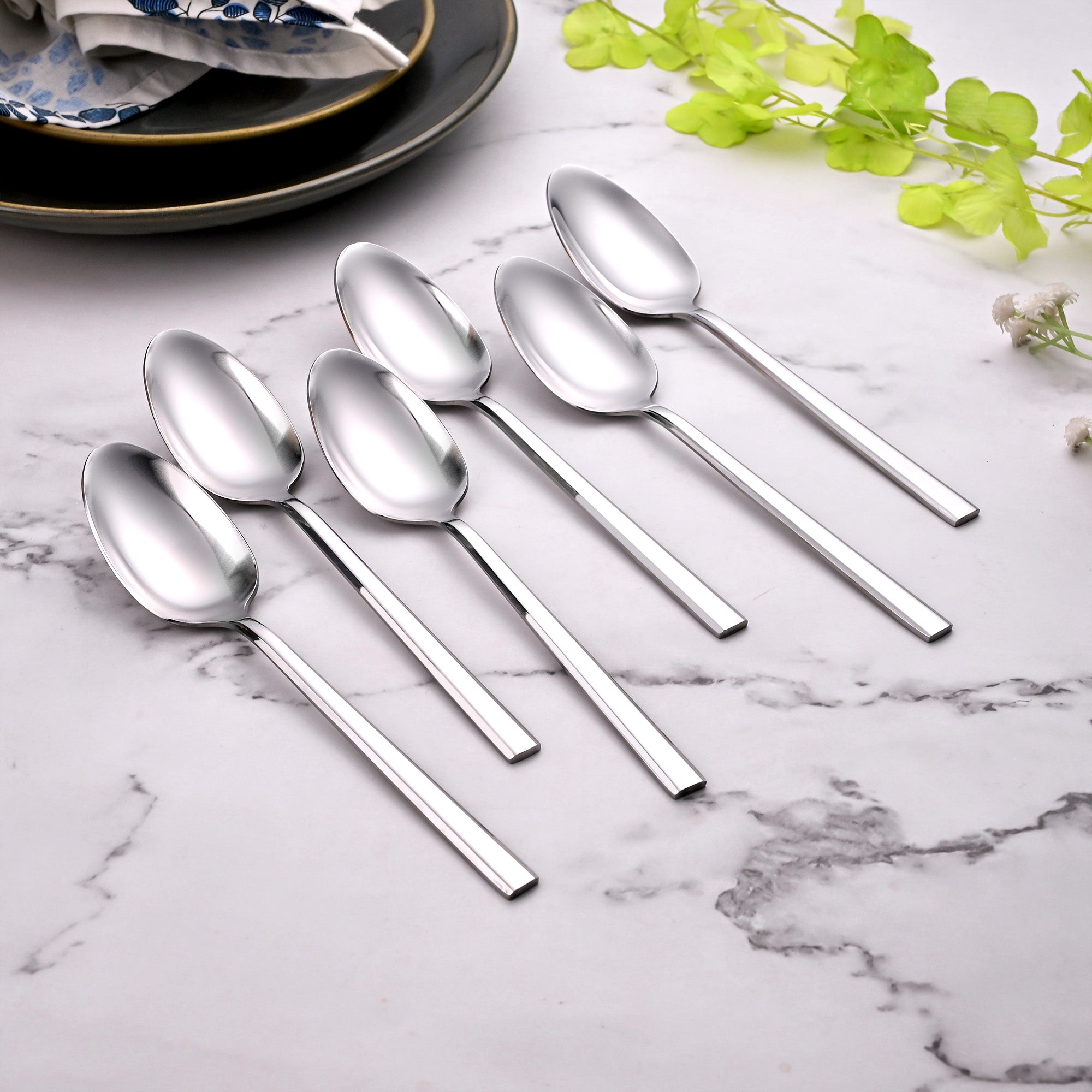 Sleekline Stainless Steel Spoons Set of 6 with a Polished Finish

