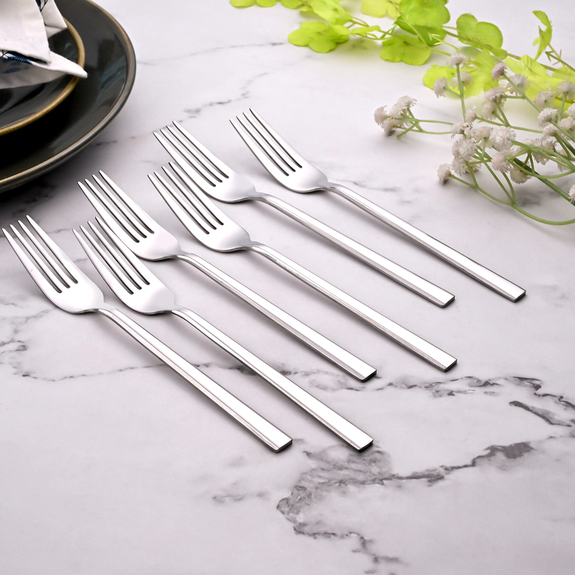 SmoothGrip Stainless Steel Forks Set of 6 with a Polished Finish

