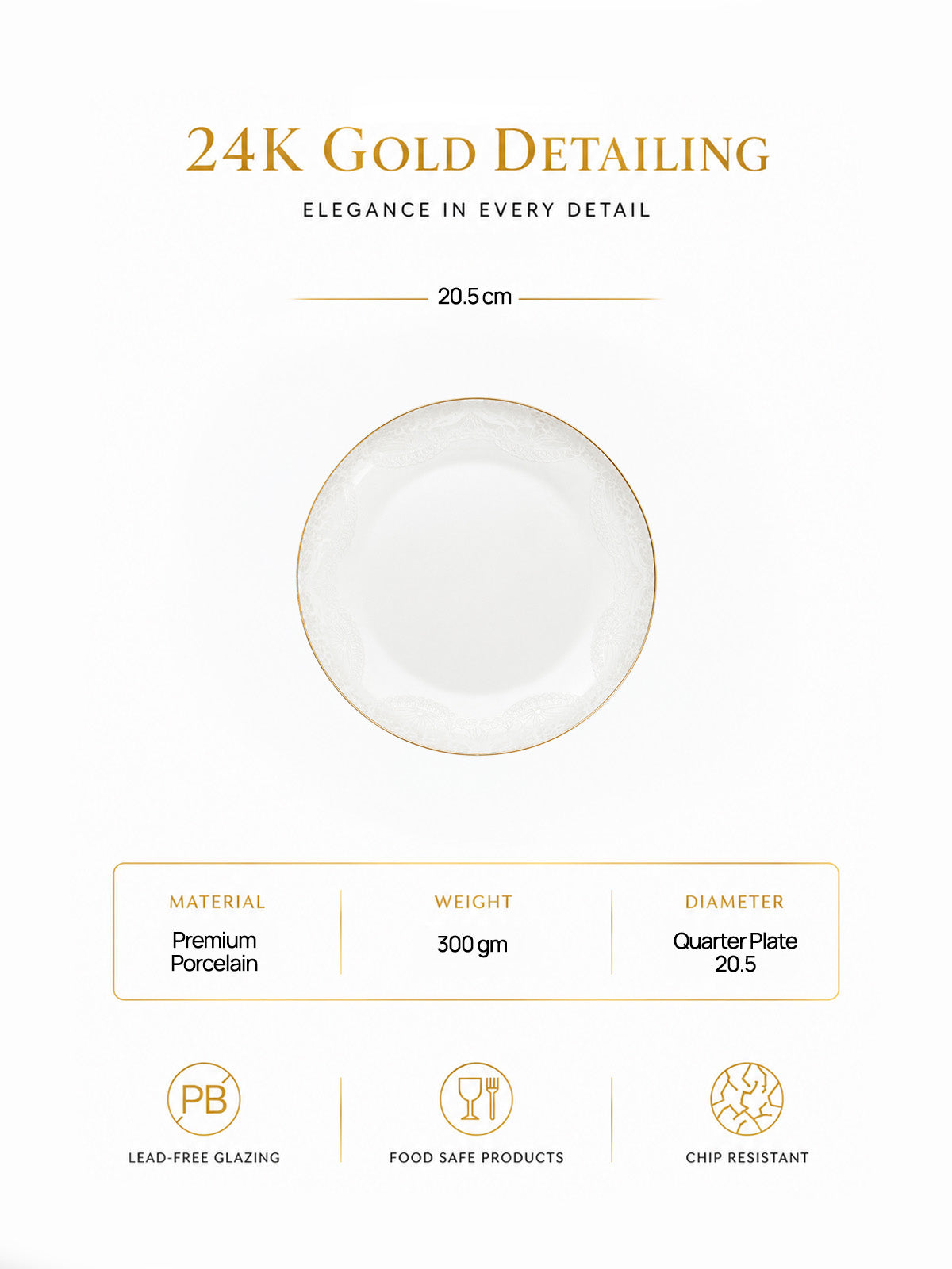 Snowflake gold quarter plate with elegant design

