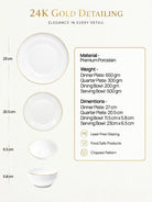 Snowflake 27-piece dinnerware set with gold accents

