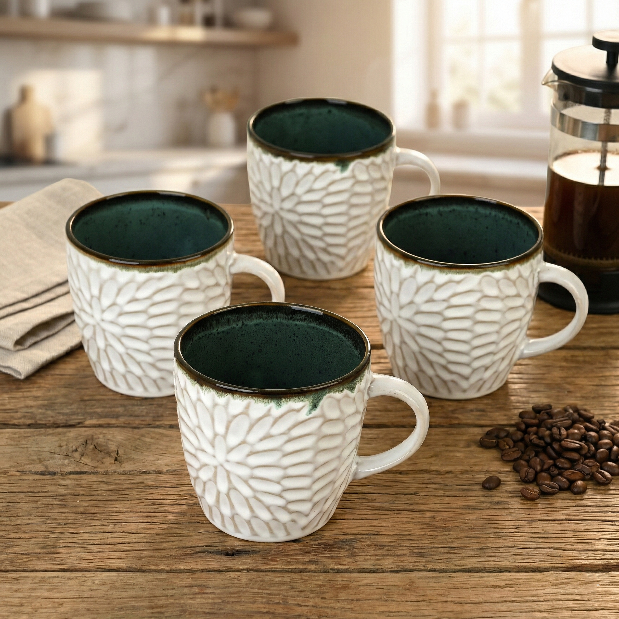Soft Off-White Ceramic Tea Cup Set of 4

