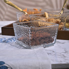 Crystal-style glass bowl with tray

