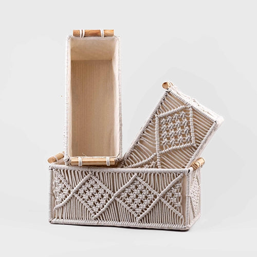 Handcrafted jute basket set with natural texture

