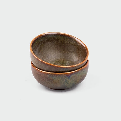 Decorative brown glossy ceramic bowls

