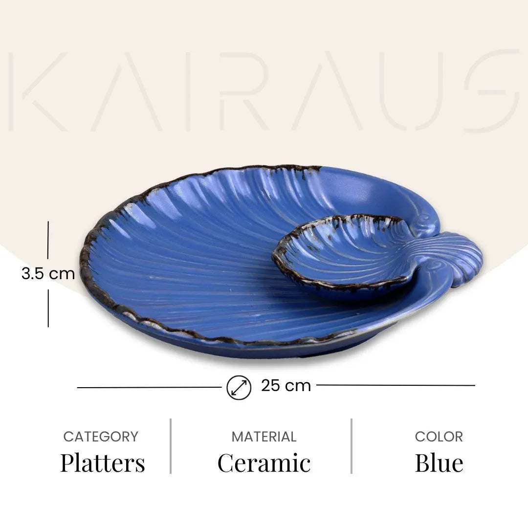 Handmade subtle blue ceramic serving platter

