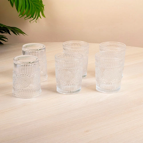 Sunflower Embossed Glass Set

