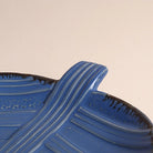Handmade teal leaf ceramic serving platter

