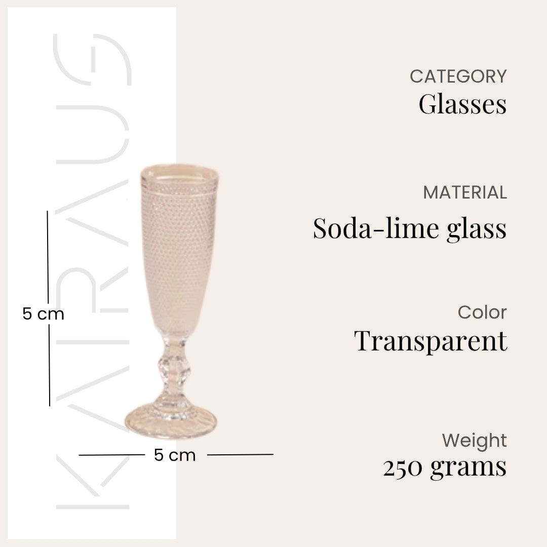 Elegant textured clear stem glass with clear finish

