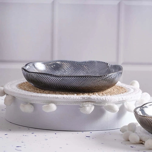 Set of two textured glass bowls

