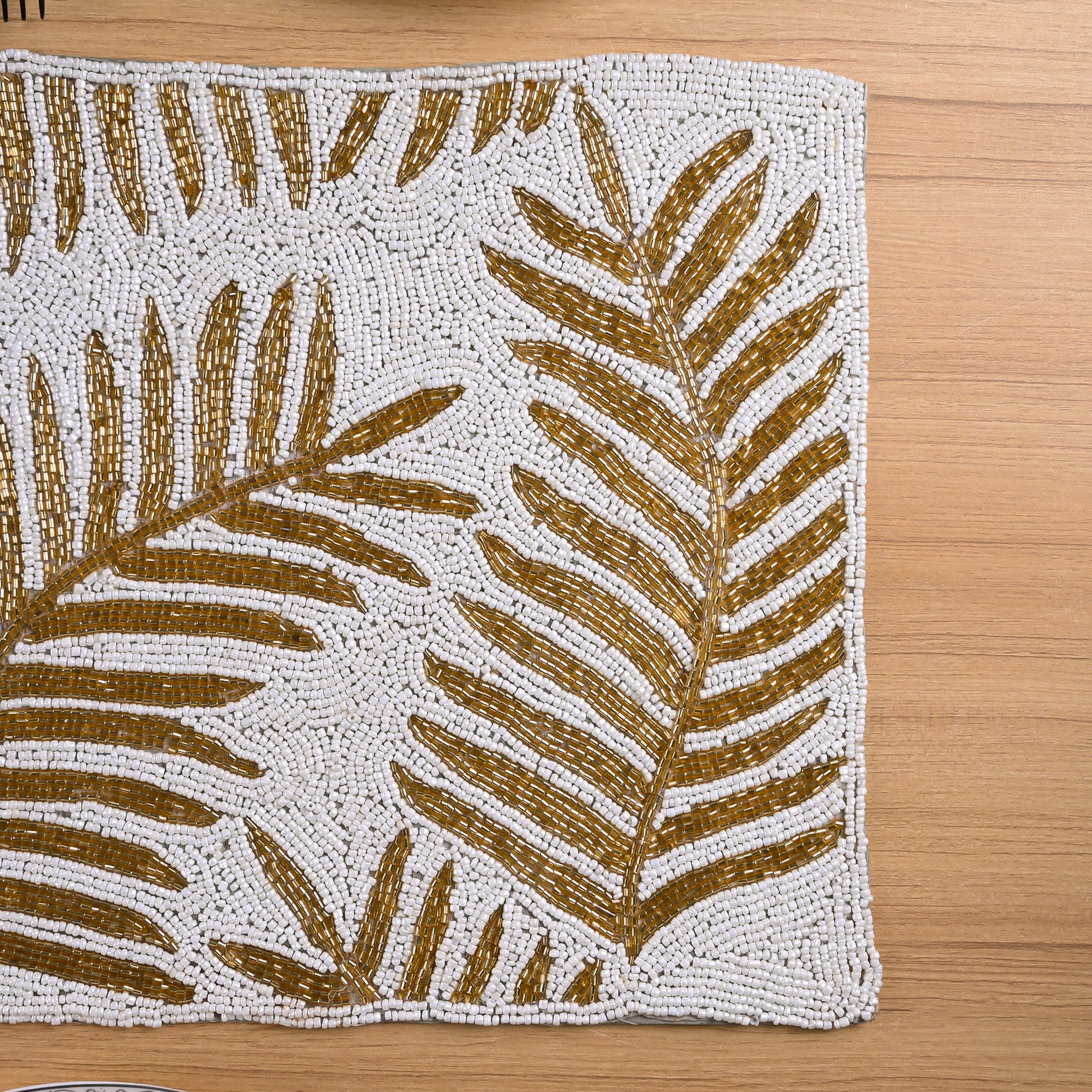 Hand-beaded Thanksgiving placemat for dining table decor
