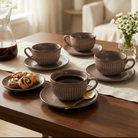 New Bone China Tea Cups - Brown Set of 4