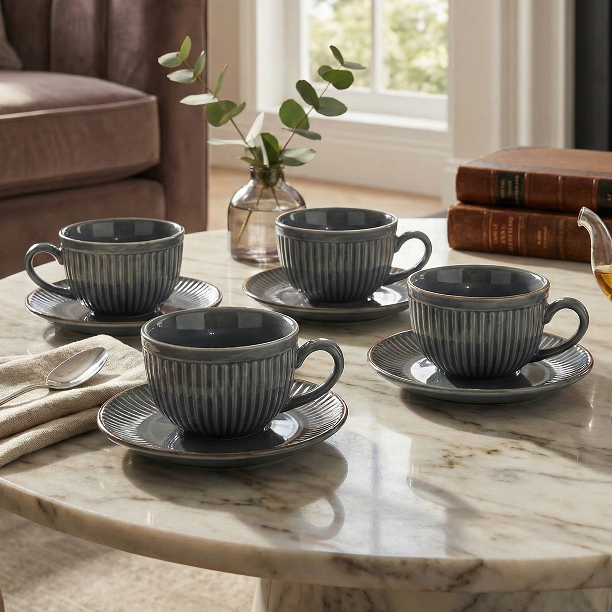 The Sleet aesthetic new bone china tea cups set of 4

