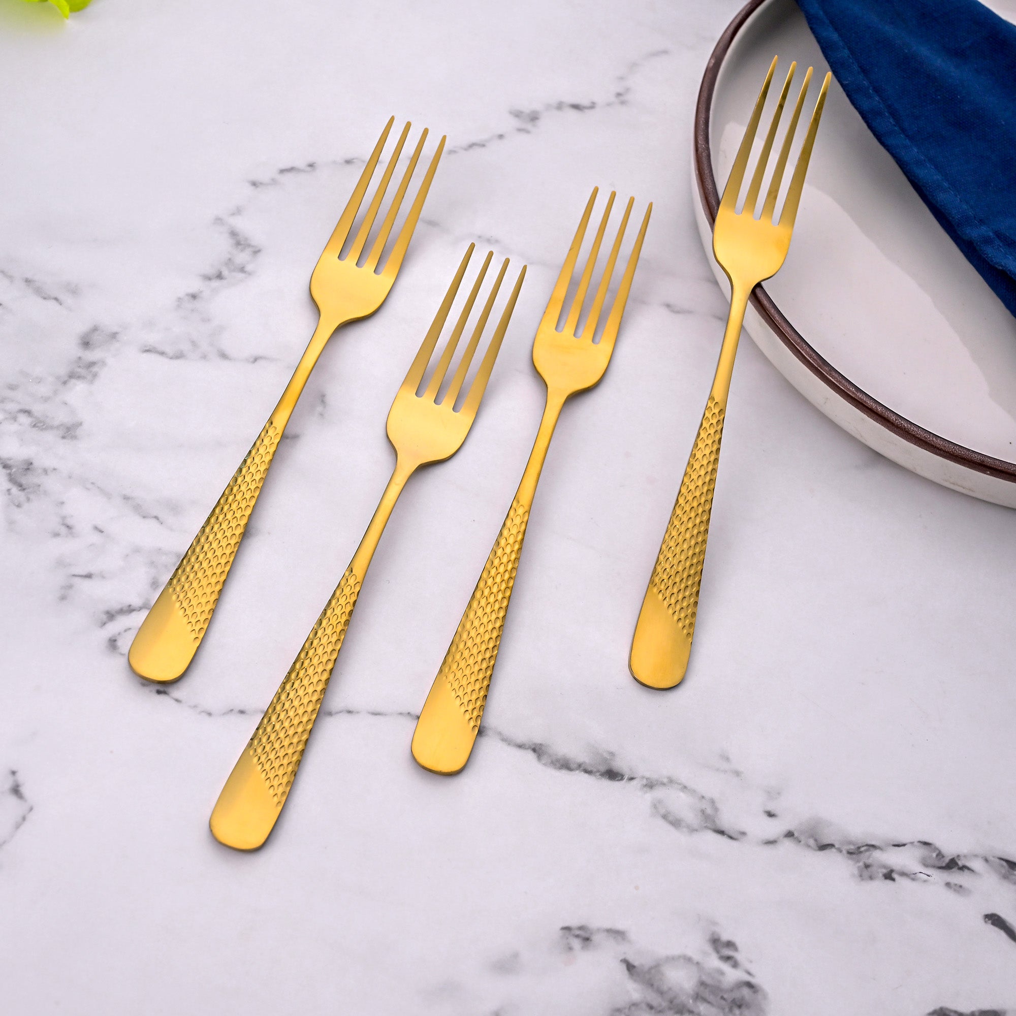 Premium Golden Stainless Steel Forks Set of 4 for Stylish Dining

