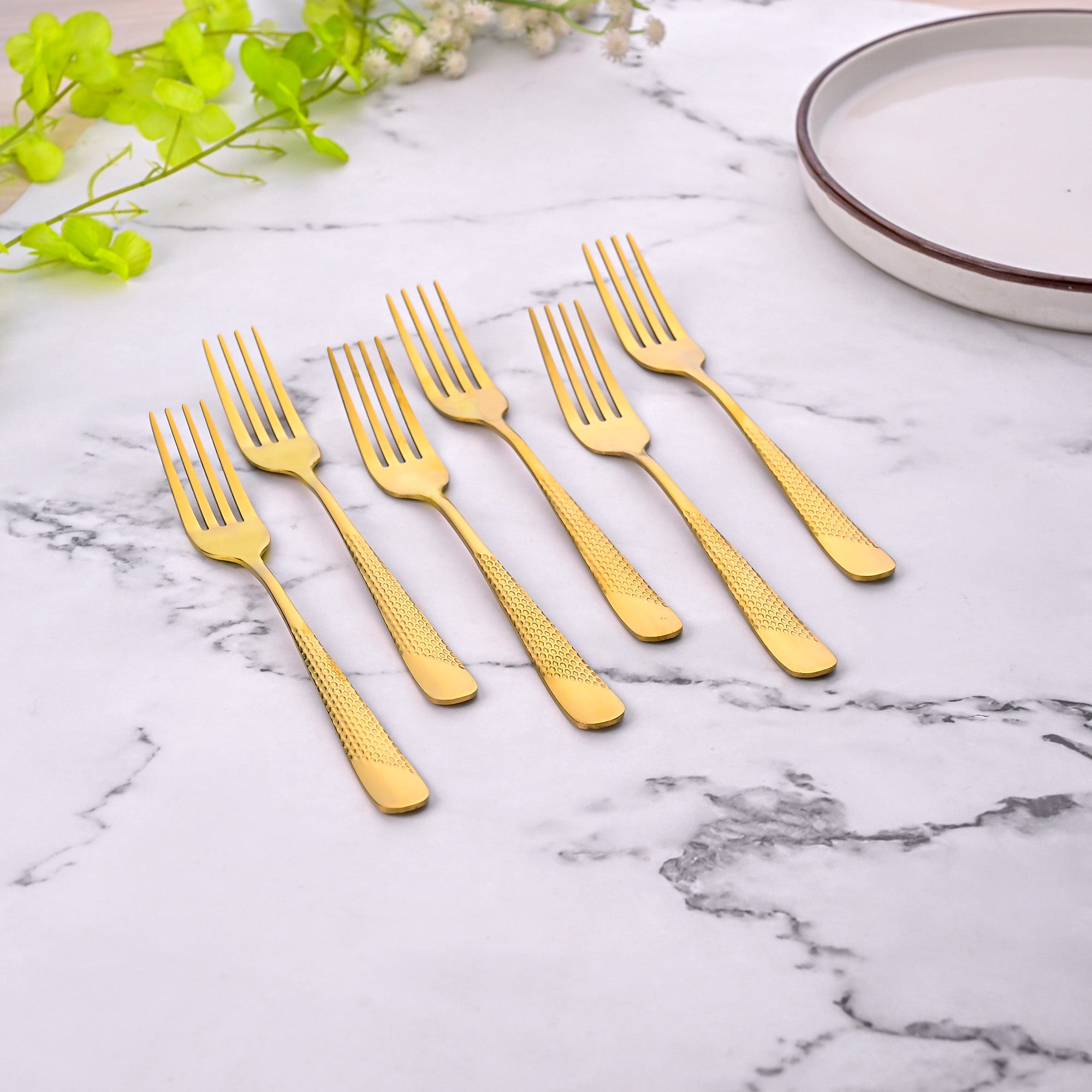 Timeless Stainless Steel Golden Forks Set of 6 with Elegant Gold Finish

