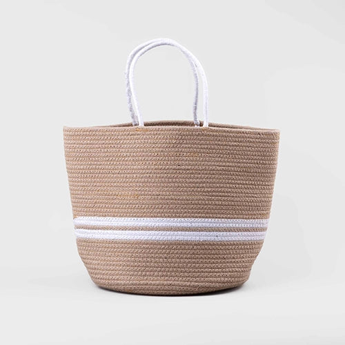 Natural jute storage tote with sturdy handles

