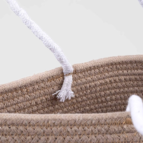 Eco-friendly jute storage basket with tote-style handles

