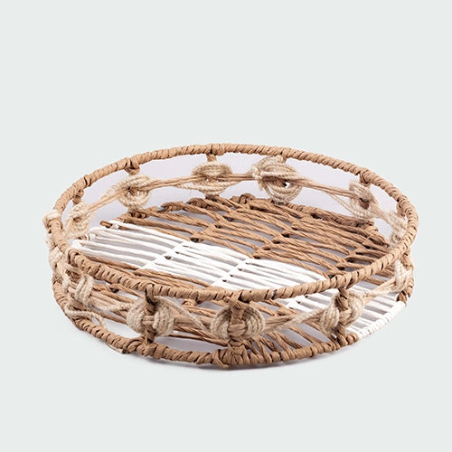 Traditional decorative basket with intricate handcrafted design

