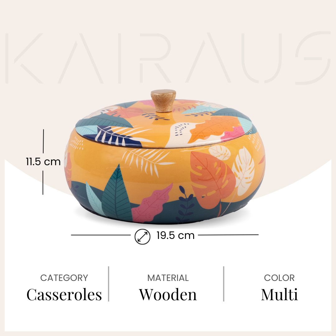 Wooden serving casserole with matching lid

