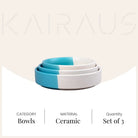Three-piece turquoise bowl set for serving

