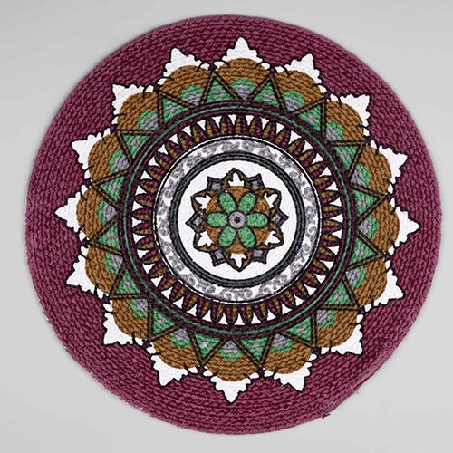 Handmade turquoise braided placemat for dining table
