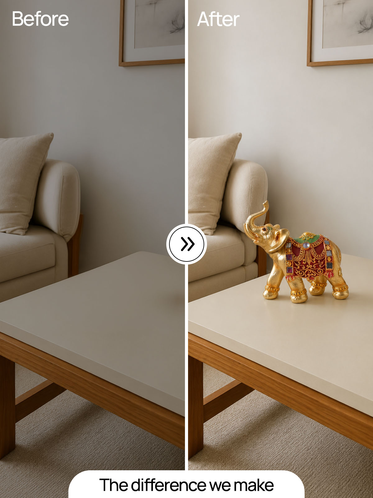 Elegant golden elephant statue Vaibhav for living room decor

