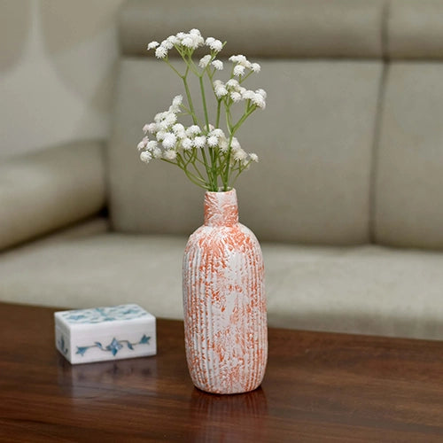 Decorative vase with elegant coral and white motif

