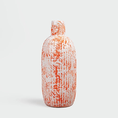 Coral and white patterned vase for home decor


