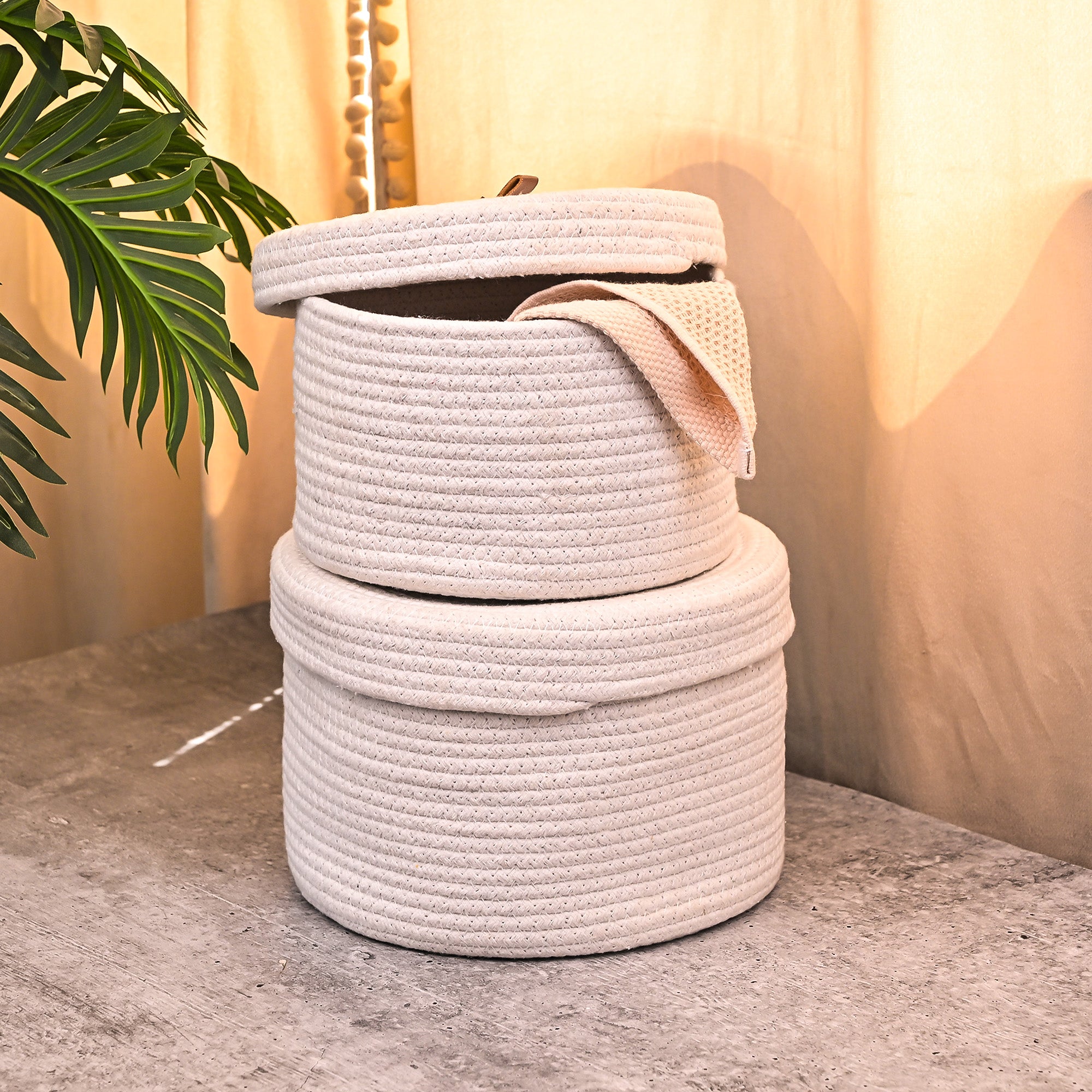 Versatile jute storage basket for home organization

