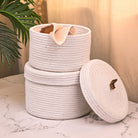Rustic jute storage basket for living room organization

