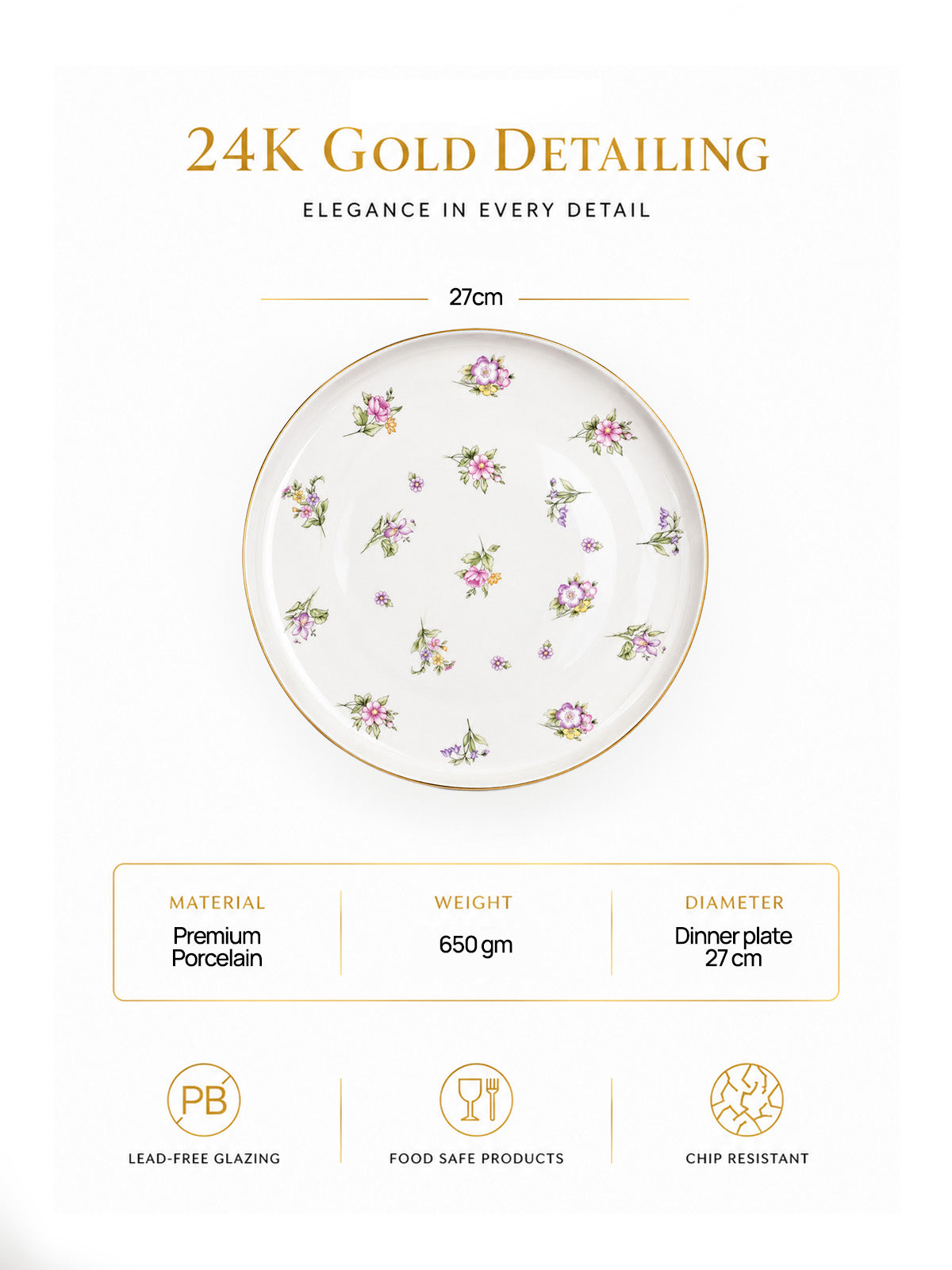 Victorian-inspired 24K gold dinner plate

