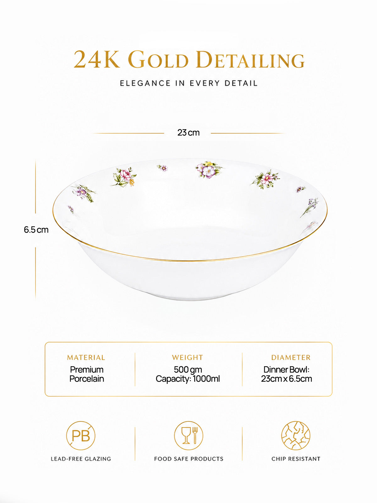 Victorian Ode 24K gold serving bowl with elegant design

