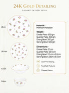 Premium Victorian Ode porcelain dinner set with pure gold detailing


