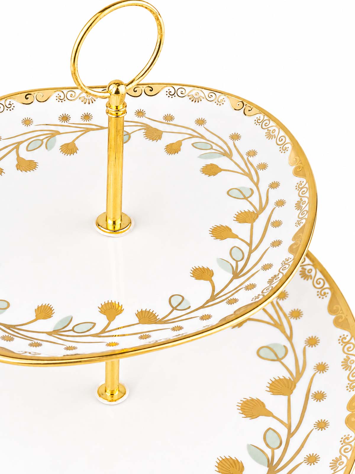 Elegant Vine & Gold 2-tier serving stand

