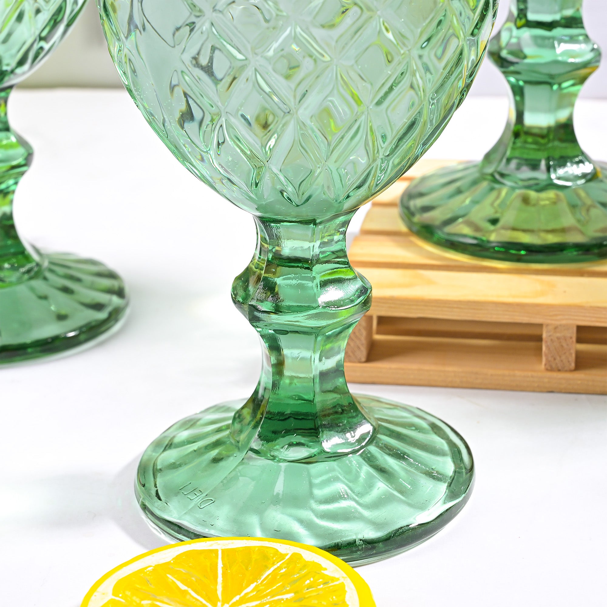 Vintage diamond patterned drinking glass


