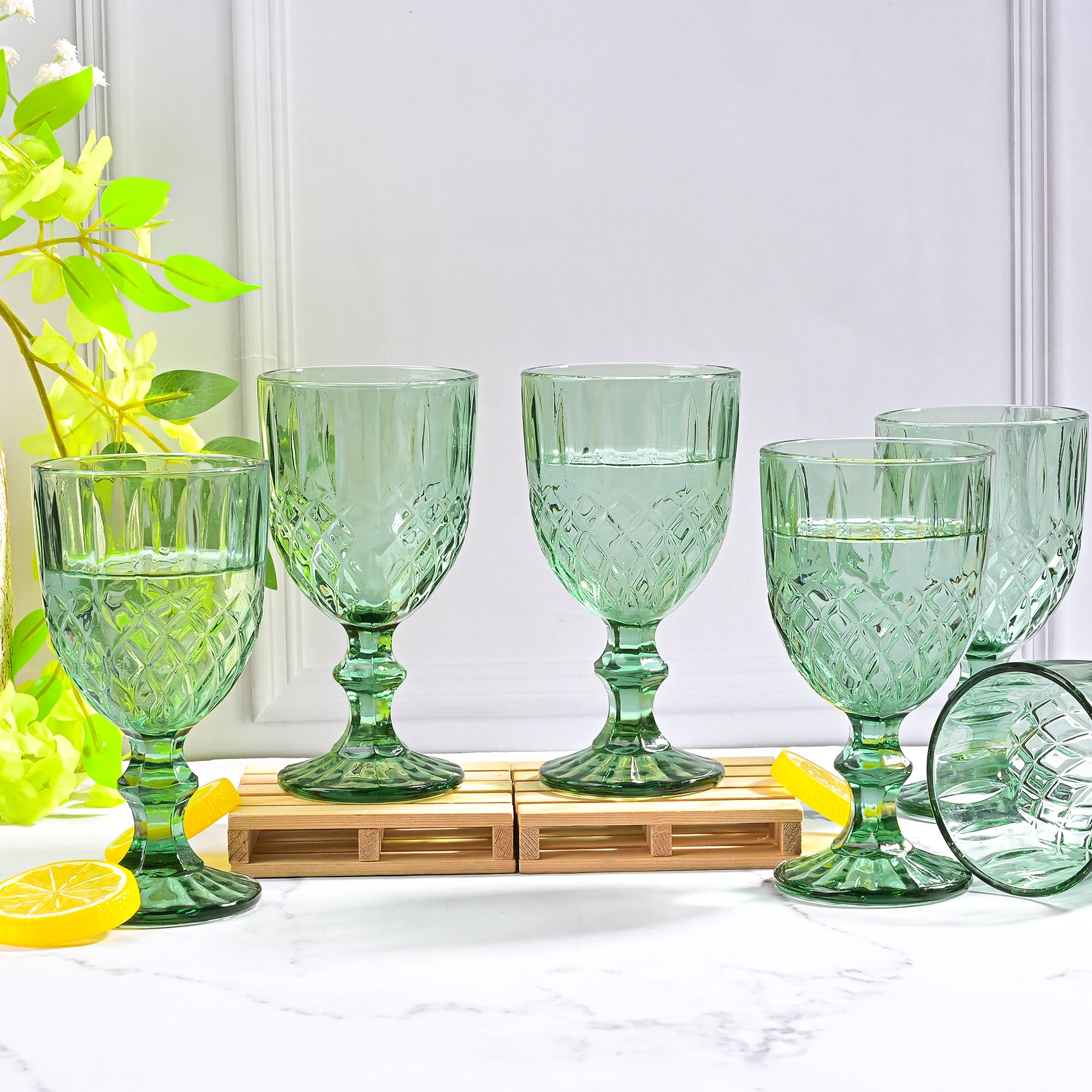Vintage diamond glass set showcasing elegant tableware design


