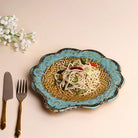Decorative vintage green ceramic platter

