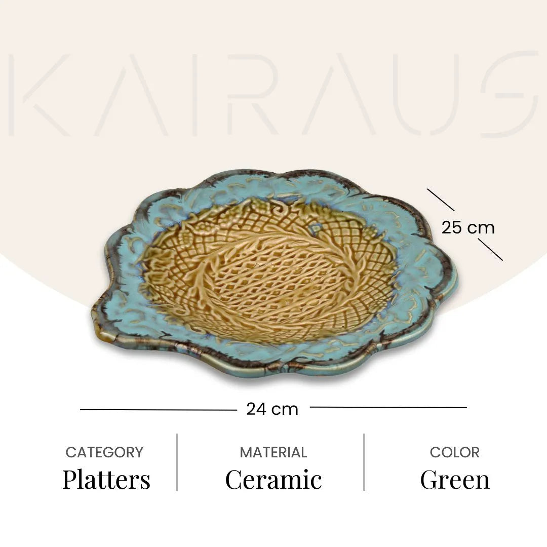 Vintage green platter for serving food

