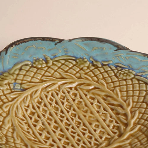 Classic green ceramic serving platter for dining

