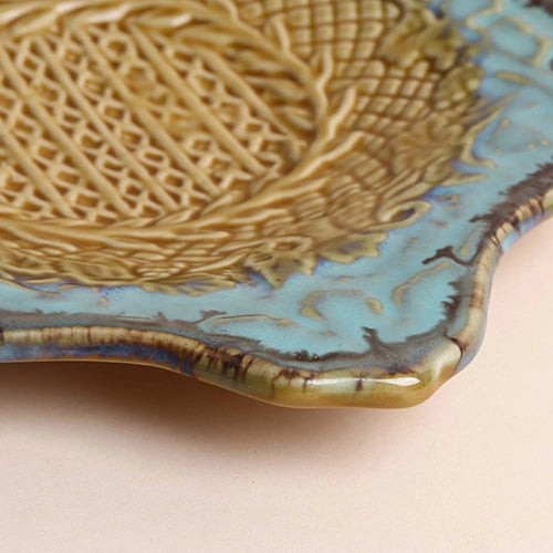 Handmade vintage green serving platter


