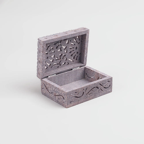 Elegant vintage marble box with hand carved patterns


