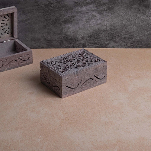 Decorative hand engraved marble treasure box for home decor

