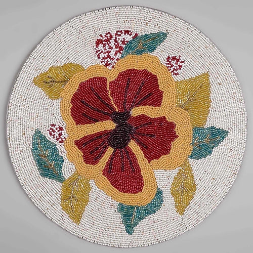 Handcrafted floral beaded placemat for dining table
