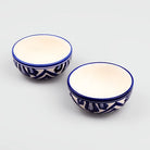 Designer white and blue bowls for serving

