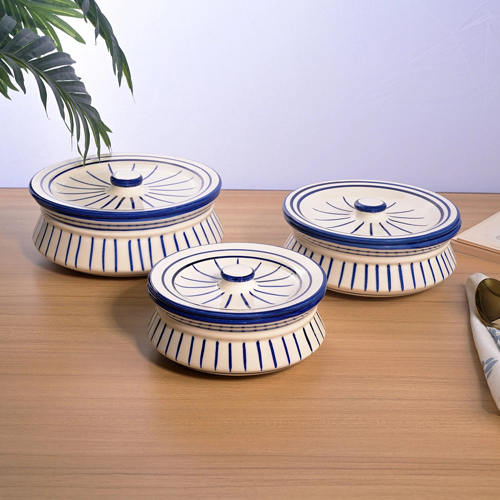 White and blue handpainted handi trio

