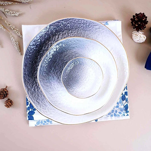 Textured white and grey plates for dining

